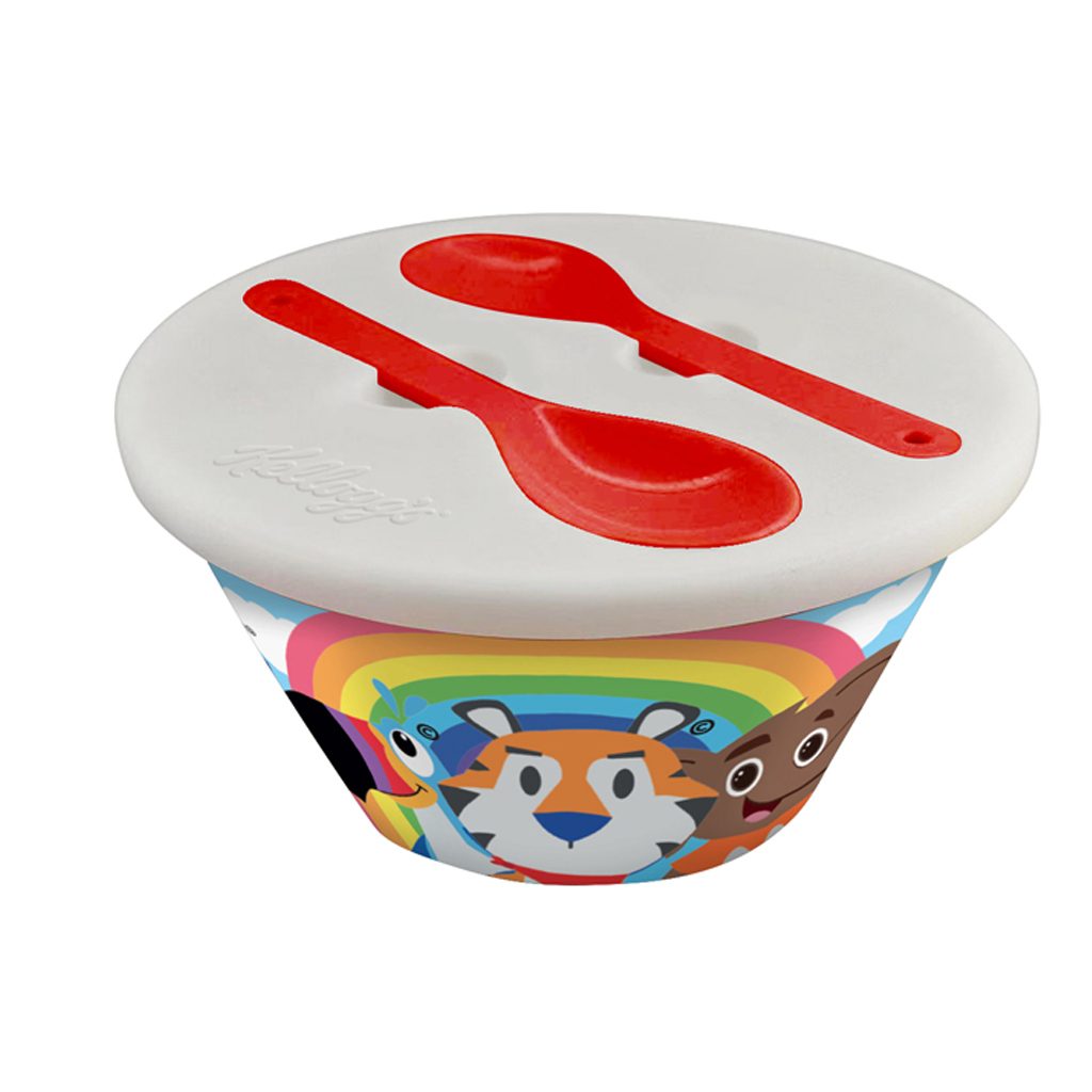 Kelloggs cereal bowl with spoon